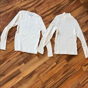 Cream Long-Sleeve Tops - Set of 2 sz M
